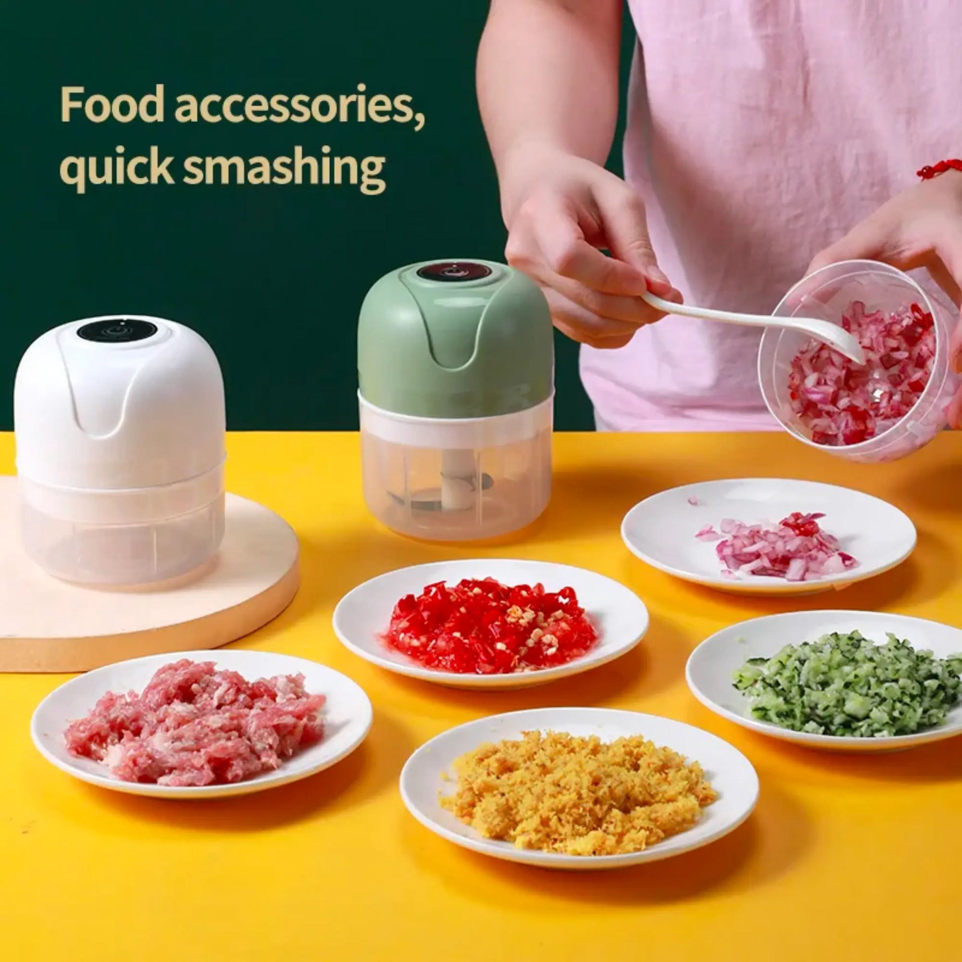 HOMEDA Rechargeable Mini Electric Chopper - Stainless Steel Blades, One Touch Operation, For Mincing Garlic, Ginger, Onion, Vegetable, Nuts, (White,250 ML,Pack of 1) - Homeda Labs LLP