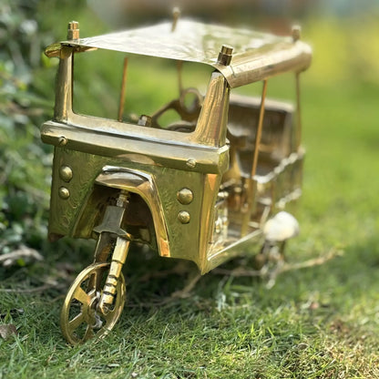 Length 27cm,Width 12cm,Height 17cm  Homeda Golden Rectangle Brass Decorative items Brass Rickshaw,Home Decoration - Homeda Labs LLP