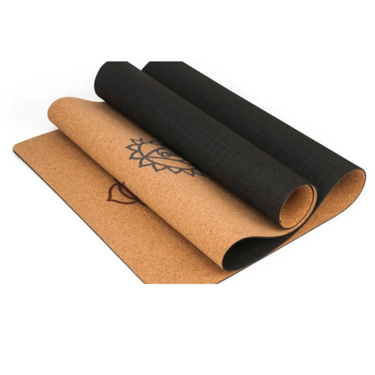 Printed Cork Yoga Mat with Carrying Strap I Natural Rubber & Cork Yoga Mat | Double Sided Non-Slip Eco-Friendly Cork Mat I Yoga Mat for Men & Women I Non-Toxic (3 mm) Homeda Store