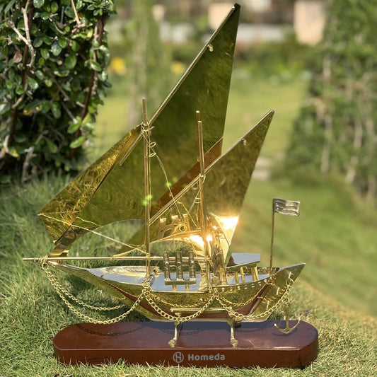 HOMEDA  Brass Titanic Ship 17" Inch Showpiece with Wooden Base Perfect for Home Decoration and Gifting. (Big) - Homeda Labs LLP