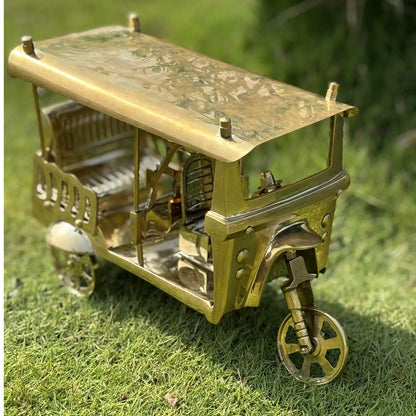 Length 27cm,Width 12cm,Height 17cm  Homeda Golden Rectangle Brass Decorative items Brass Rickshaw,Home Decoration - Homeda Labs LLP