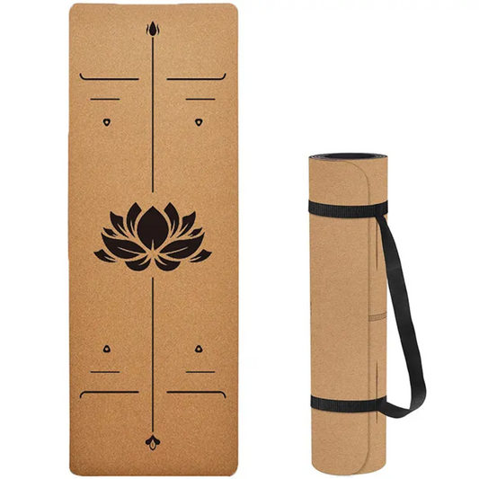 Printed Cork Yoga Mat with Carrying Strap I Natural Rubber & Cork Yoga Mat | Double Sided Non-Slip Eco-Friendly Cork Mat I Yoga Mat for Men & Women I Non-Toxic (3 mm) Homeda Store