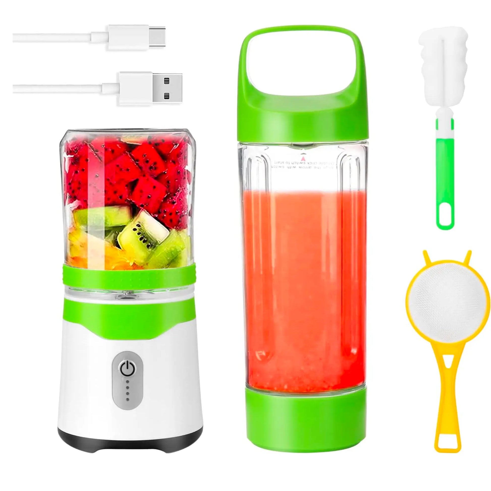 HOMEDA Portable Blender, Personal Blender for Shakes and Smoothies, USB Rechargeable Blender with 2pcs 16oz & 10oz Tritan BPA-Free Juicer Cups & Portable Lids - Homeda Labs LLP