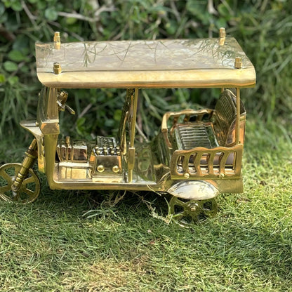 Length 27cm,Width 12cm,Height 17cm  Homeda Golden Rectangle Brass Decorative items Brass Rickshaw,Home Decoration - Homeda Labs LLP