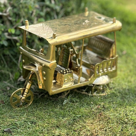 Length 27cm,Width 12cm,Height 17cm  Homeda Golden Rectangle Brass Decorative items Brass Rickshaw,Home Decoration - Homeda Labs LLP