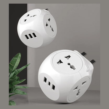 Rubik's Cube Universal Travel Adapter with Type C - 4 in 1 International Travel Adapter.